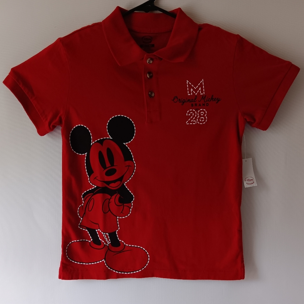 Disney Red Polo Shirt with Black Mickey Graphic - Picture 2 of 9